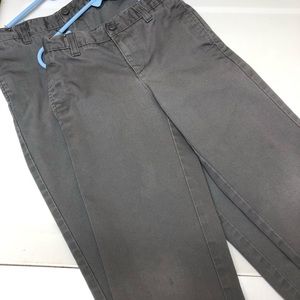 2 Pairs Lands’ End Boys Uniform Pants Arctic Gray